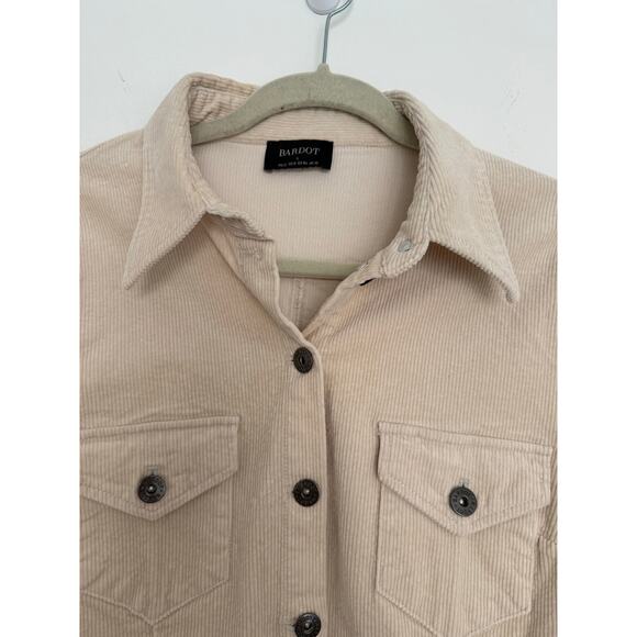 Bardot Australian Made Corduroy Button Up Shirt Dress Cream Large Western Fall - Picture 5 of 12